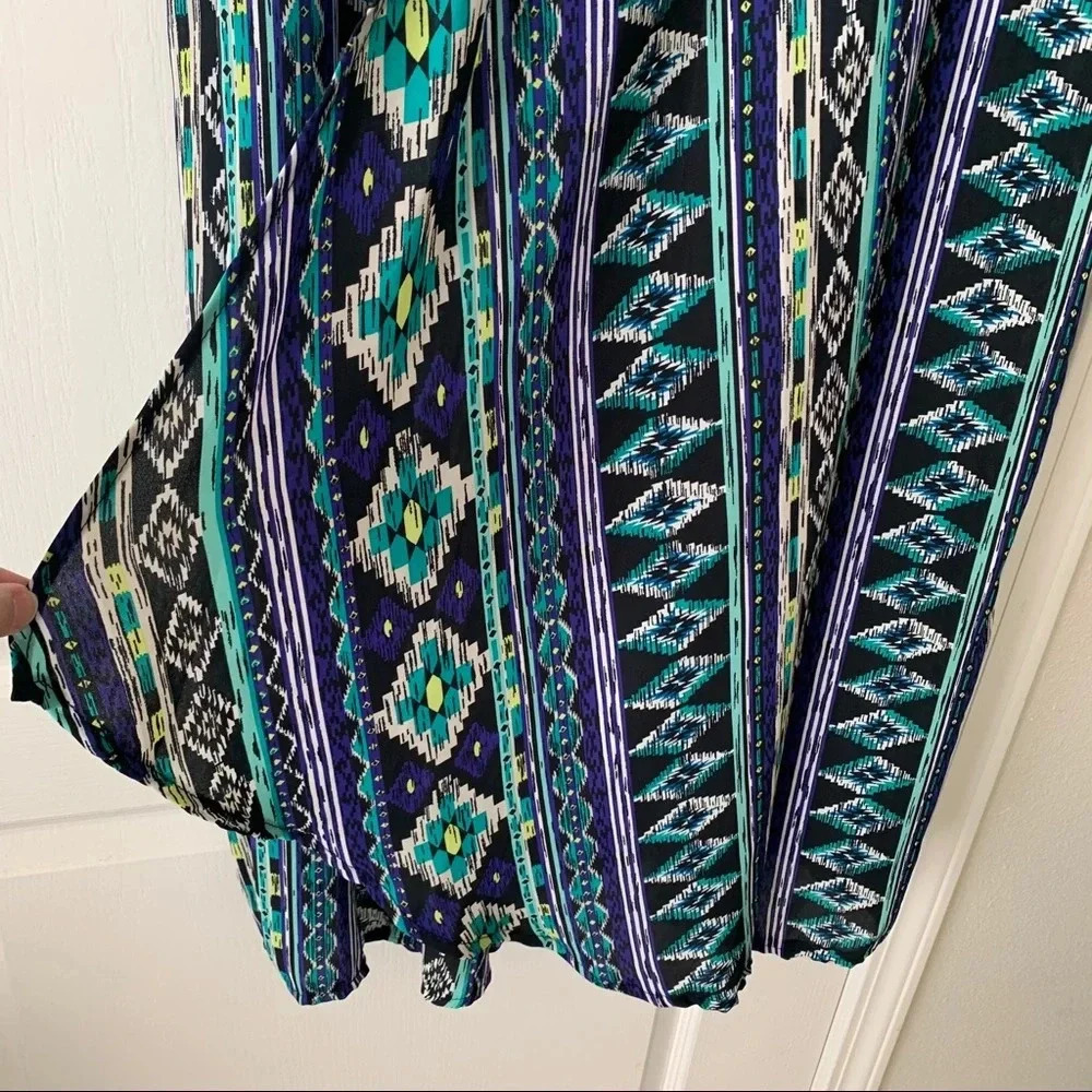 Turquoise Haven blue Aztec print duster S/M - Picture 3 of 4